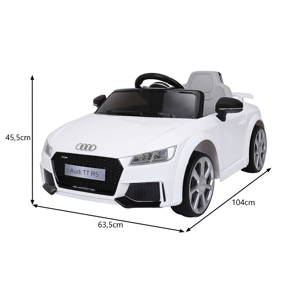 Voiture TTRS Electrique pour Enfants 12V Max. 5 Km/h Double Porte avec Télécommande 2.4G Blanc/Rouge -