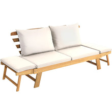 Load image into Gallery viewer, Chaise Longue Convertible avec Coussin Canapé de Jardin 2 en 1 en Bois d’Acacia avec Accoudoir Réglable pour Patio Piscine Jardin Blanc/Gris/Bleu/Rouge -