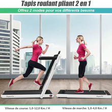 Load image into Gallery viewer, 2 en 1 Tapis de Course Electrique Pliable 1  12 Km/H avec Haut-parleur Bluetooth Tlcommande Moteur 0,75HP Vert/Blanc/Noir/Rouge/Or/Noir et Argent/Bleu -