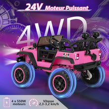 Load image into Gallery viewer, Voiture lectrique 24v pour Enfants 2 Places Tlcommande Musique Histoire Klaxon Usb Fonction de Dmarrage Lent Suspensions  Ressort Blanc/Noir/Rose/Violet -