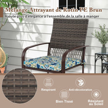 Load image into Gallery viewer, Ensemble de Meubles de Patio 5 Pices Salon de Jardin 4 Fauteuils en Rotin avec Coussins et Table Carre avec Trou pour Parasol -
