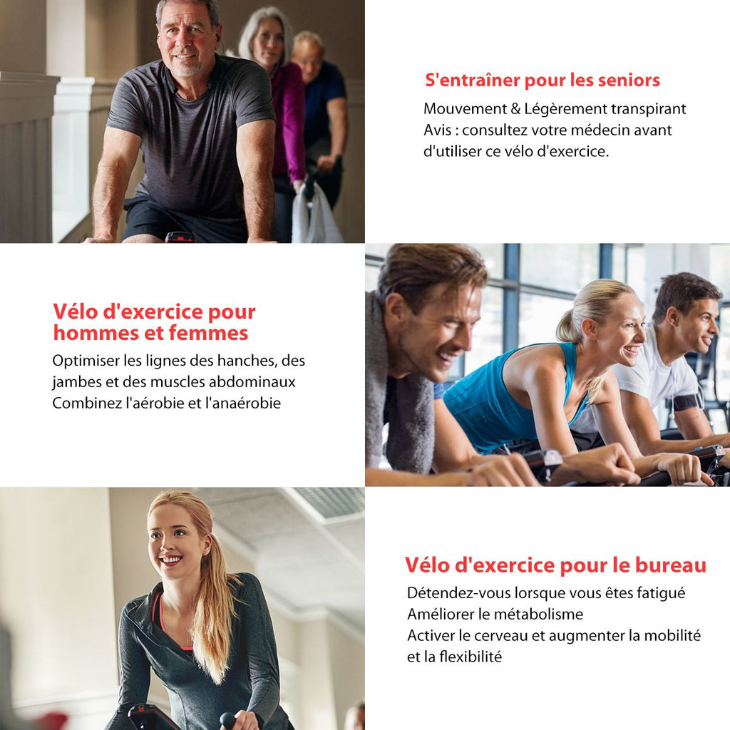 Vélo d'Exercice Intérieur avec Volant d'Inertie 8 KG Silencieux Bouilloire Porte-gobelet Ecran LCD Selle et Huidon Réglables -