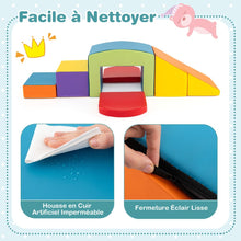 Load image into Gallery viewer, 6 Blocs d橢scalade en Mousse Jeu d橢scalade pour Tout-Petits Jeu d橝ctivit d橢scalade Color Tunnel Escaliers et Rampe pour 12+ Mois Color/Bleu/Violet -