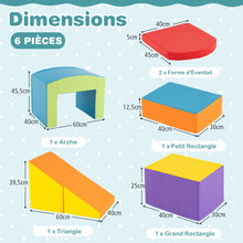 Load image into Gallery viewer, 6 Blocs d橢scalade en Mousse Jeu d橢scalade pour Tout-Petits Jeu d橝ctivit d橢scalade Color Tunnel Escaliers et Rampe pour 12+ Mois Color/Bleu/Violet -