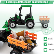 Load image into Gallery viewer, 12V Tracteur lectrique Enfants avec Pelle&amp;Remorque Amovible Vhicule lectrique  6 Roues avec Tlcommande &amp; Musique 3-6 km/h pour 3-8 Ans Jaune/Vert -