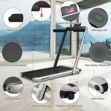 Load image into Gallery viewer, 2 en 1 Tapis de Course Electrique Pliable 1  12 Km/H avec Haut-parleur Bluetooth Tlcommande Moteur 0,75HP Vert/Blanc/Noir/Rouge/Or/Noir et Argent/Bleu -