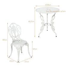 Load image into Gallery viewer, Ensemble Table et 2 Chaises pour Jardin en Aluminium en Forme de Rose Blanc Rsistant aux Intempries -
