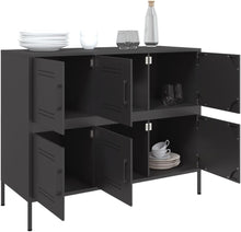 Load image into Gallery viewer, vidaXL Buffet, Armoire avec Pieds et Compartiments, Placard avec Porte, Meuble de Rangement Salon Intérieur, Noir 100,5x39x79 cm Acier
