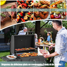 Load image into Gallery viewer, Barbecue  Charbon de Bois Portable avec 2 Tables d'Appoint Noir -