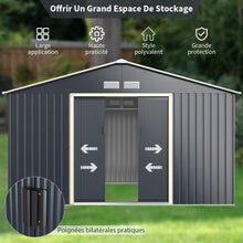 Load image into Gallery viewer, Abri de Jardin en Mtal 8,67 銕340 x 255 x 210 cm avec 2 Portes Coulissantes Verrouillables 4 Trous d橝ration Gris pour Vlo -
