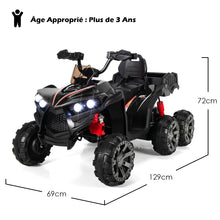 Load image into Gallery viewer, 12V Quad Electrique Enfants avec Lumières LED et Musique Véhicule Electrique Enfants avec Démarrage Lent Charge 30kg 129 x 69 x 72 cm Noir/Rouge -