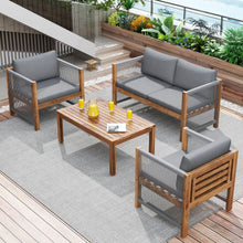 Load image into Gallery viewer, Salon de Jardin,Salon de Jardin 4 Personnes,avec canapé,Table Basse et Coussins,Housse en Tissu déhoussable et Lavable,Noir (Coussins d'assise Inclus)