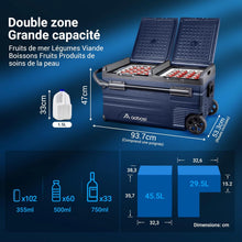 Load image into Gallery viewer, 115L Glaciere Electrique Double Zone,Glaciere a Compression WiFi APP,12 V/24 V et 100-240 V Frigo Camping,-20 鈩 20 鈩pour Voiture,Camion,Bateau,Camping,Car,Caravanes,Voyageant,Maison