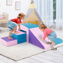 Load image into Gallery viewer, 6 Blocs d’Escalade en Mousse Jeu d’Escalade pour Tout-Petits Jeu d’Activité d’Escalade Coloré Tunnel Escaliers et Rampe pour 12+ Mois Coloré/Bleu/Violet -