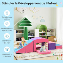 Load image into Gallery viewer, 6 Blocs d橢scalade en Mousse Jeu d橢scalade pour Tout-Petits Jeu d橝ctivit d橢scalade Color Tunnel Escaliers et Rampe pour 12+ Mois Color/Bleu/Violet -