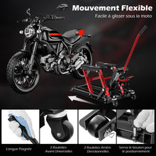 Load image into Gallery viewer, Cric Hydraulique pour Moto Capacité de 680 kg Table Élévatrice Moto Plateforme Réglable en Hauteur sur 3 Niveaux Rouge/Noir -