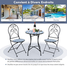 Load image into Gallery viewer, Ensemble Table et 2 Chaises Pliantes de Bistrot 2 Personnes Design Carreaux de Mosa茂que Colls sur du Ciment pour Terrasse -