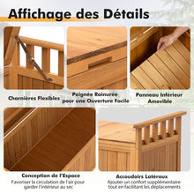 Load image into Gallery viewer, Banc de Rangement en Bois Banc d'Extrieur  2 Places de 209 L avec Accoudoirs Coffre de Stockage en Bois Charge 100KG Naturel -