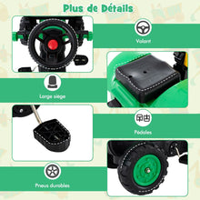 Load image into Gallery viewer, 3 en 1 Tracteur pour Enfant avec 6 Roues Jouet Pelle Remorque Amovible avec Volant Klaxon 3  6 Ans Jaune/Vert -