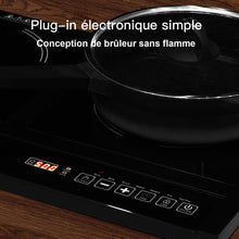 Load image into Gallery viewer, Double Plaque de Cuisson Electrique en Vitrocramique 1800W+1800W 2 Zones 8 Niveaux de Temprature/Puissance Variables Noir -
