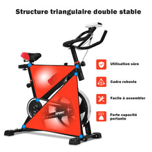 Load image into Gallery viewer, Vélo D’appartement Vélo Silencieux avec Courroie et Roue D’inertie en Fer de 10kg Guidon et Selle Ajustable Noir + Rouge -