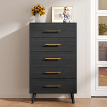 Load image into Gallery viewer, Bedroom Set - Includes Full Size Bed Frame (Dark Gray), Nightstands, 5 - Drawer Dresser &amp; Double Wide 6 - Drawer Dresser - Modern Storage Solution for Stylish Home Decor, Black