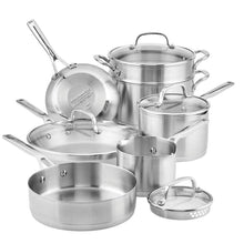Load image into Gallery viewer, 11-Piece 3-Ply Base Stainless Steel Cookware Set. Silver
