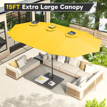 Load image into Gallery viewer, AECOJOY 15ft Patio Double-Sided Umbrella, 156 PCS Solar LED Light Outdoor Large Umbrella, Yellow