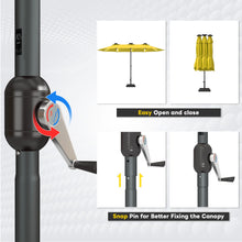 Load image into Gallery viewer, AECOJOY 15ft Patio Double-Sided Umbrella, 156 PCS Solar LED Light Outdoor Large Umbrella, Yellow