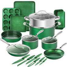 Load image into Gallery viewer, Granitestone Pots and Pans Set Nonstick 21 Pcs Cookware Set Emerald
